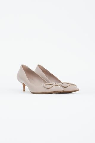 Valentino Taupe Leather VLogo Signature Heel