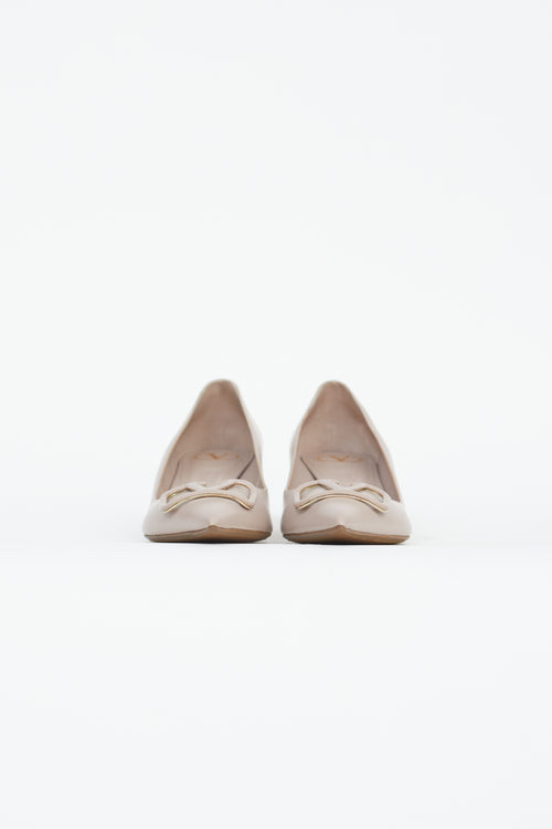 Valentino Taupe Leather VLogo Signature Heel