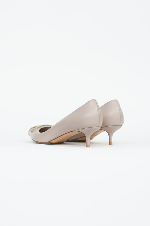 Valentino Taupe Leather VLogo Signature Heel