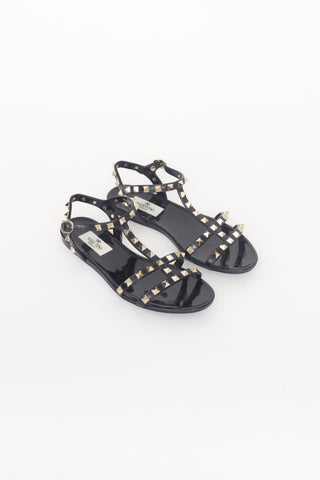 Valentino Black Rockstud Jelly Sandal