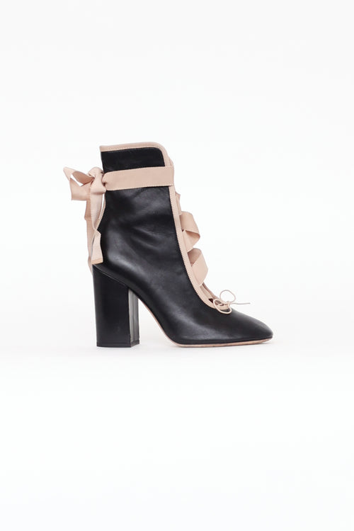 Valentino Black Lace Up Ballerina Boot