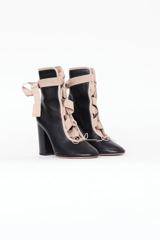 Valentino Black Lace Up Ballerina Boot