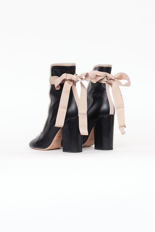 Valentino Black Lace Up Ballerina Boot