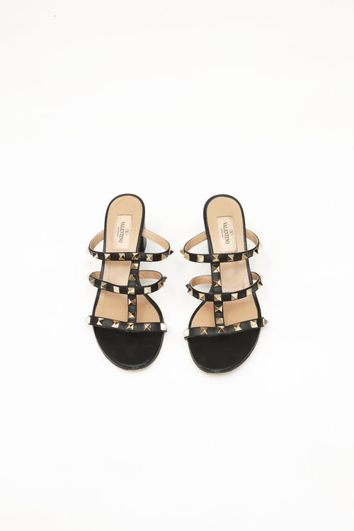 Valentino Black Rockstud Block Heel Sandal