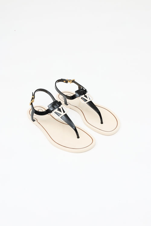 Valentino Black 
Cream PVC Thong Sandal