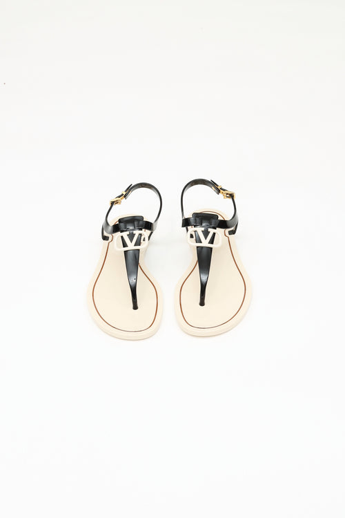 Valentino Black 
Cream PVC Thong Sandal