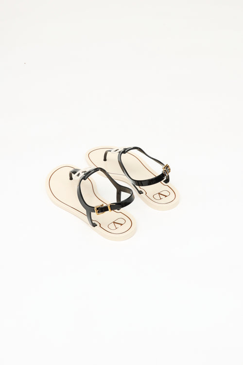 Valentino Black 
Cream PVC Thong Sandal