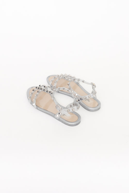 Valentino Silver Rockstud Jelly Sandal