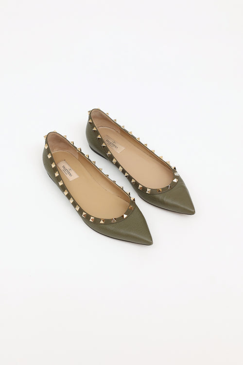 Valentino Green Rockstud Flats