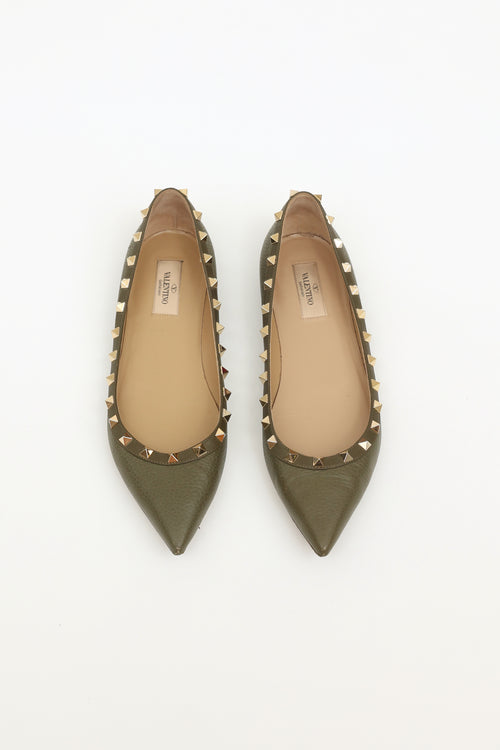 Valentino Green Rockstud Flats