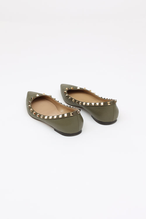 Valentino Green Rockstud Flats