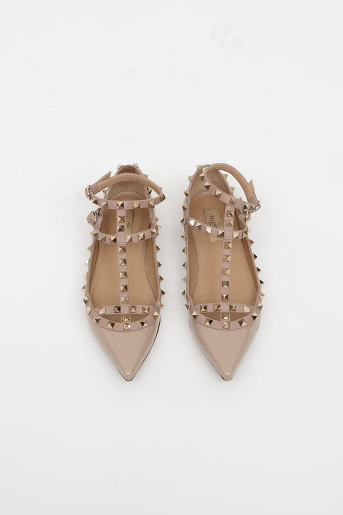 Valentino Poudre Patent Rockstud Flats