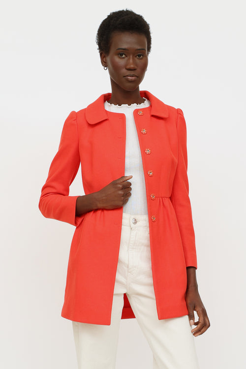 Red Valentino Pleat Snap Button Coat