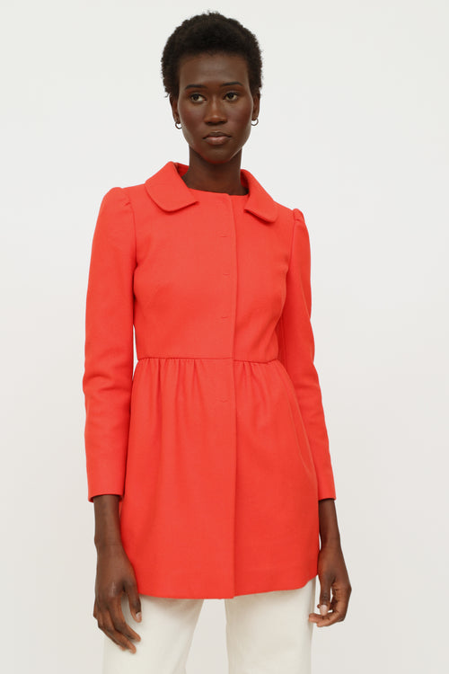 Red Valentino Pleat Snap Button Coat