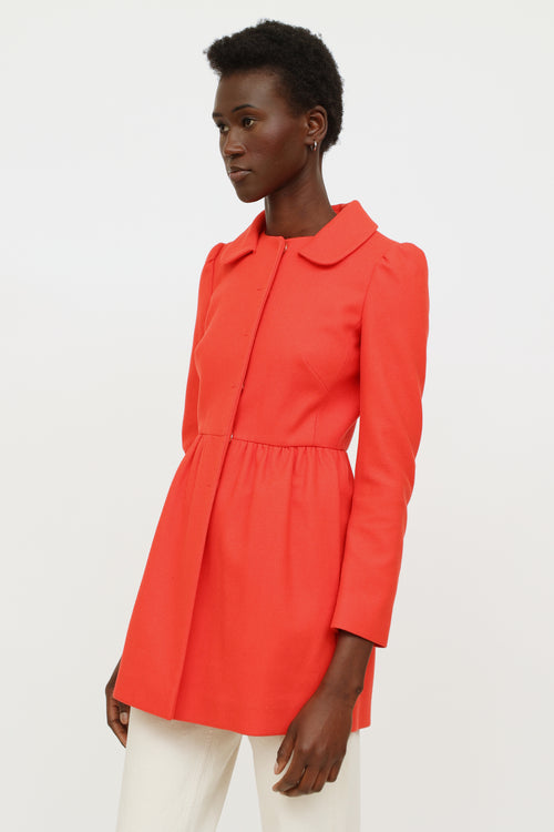 Red Valentino Pleat Snap Button Coat