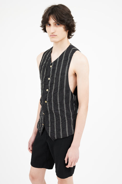 Versace 1990s Black Stripe Crinkle Vest