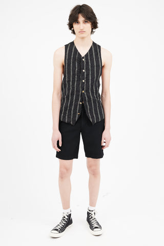 Versace 1990s Black Stripe Crinkle Vest