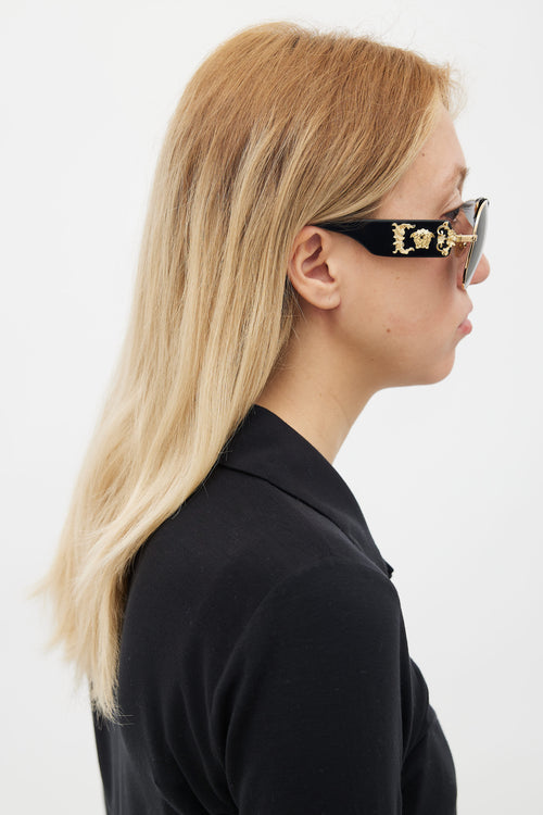 Versace Black 
Gold-Tone MOD2150Q Sunglasses