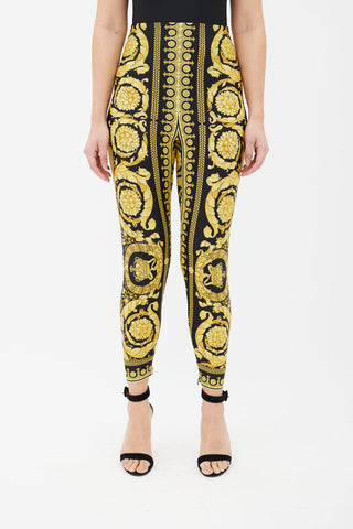 Versace Black 
Yellow Tribute Baroque SS92 Stretch Legging