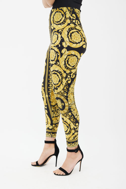 Versace Black 
Yellow Tribute Baroque SS92 Stretch Legging