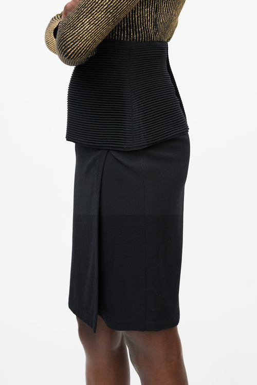 Versace Black Ribbed Foldover Skirt