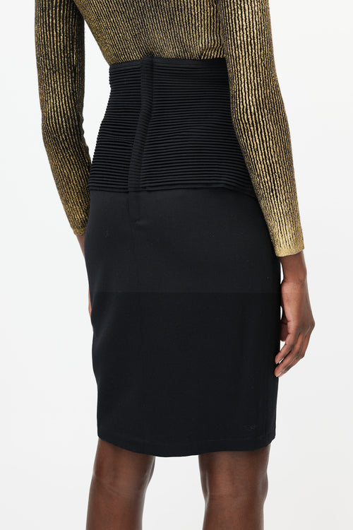 Versace Black Ribbed Foldover Skirt