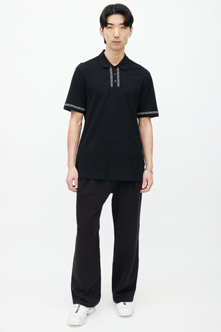 Versace Black Short Sleeves Logo Strip Polo