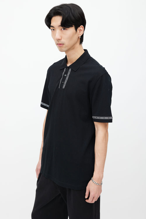 Versace Black Short Sleeves Logo Strip Polo