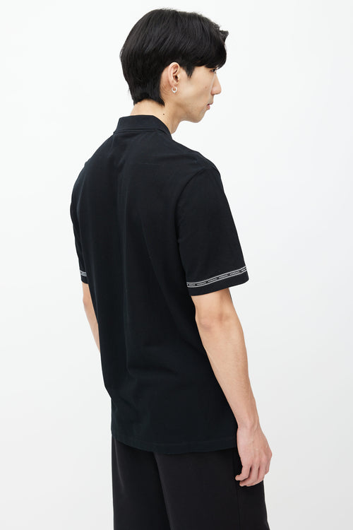 Versace Black Short Sleeves Logo Strip Polo