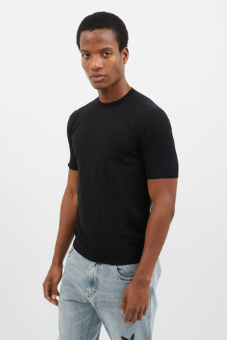 Versace Black Wool Blend Short Sleeve T-Shirt