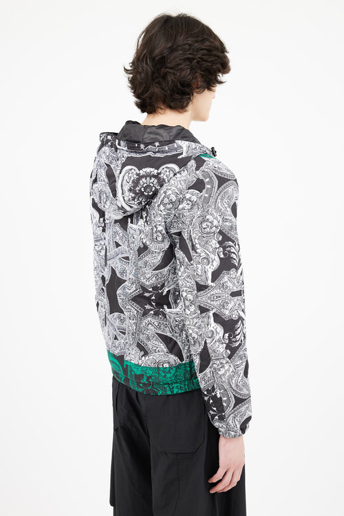 Versace Black 
White Barocco Print Packable Jacket