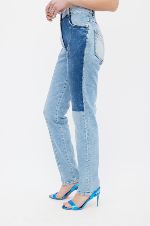 Versace Light 
Dark Blue Panelled Denim Jeans