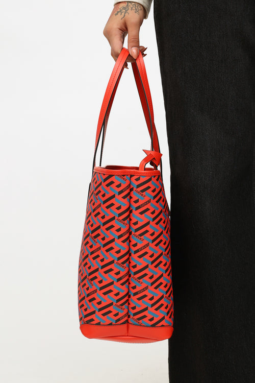 Red 
Blue La Greca Tote Handbag