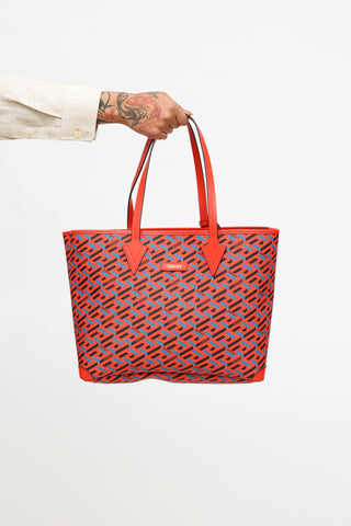 Red 
Blue La Greca Tote Handbag