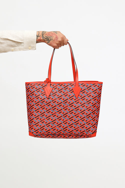 Red 
Blue La Greca Tote Handbag