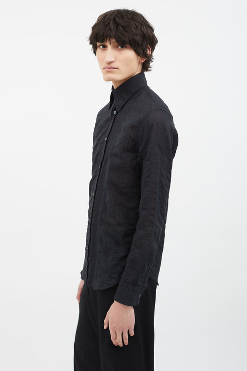 Versus Versace Black Sheer Pattern Shirt