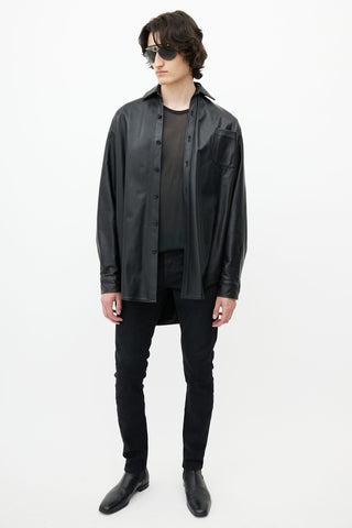 Vetements Black Oversized Leather Shirt