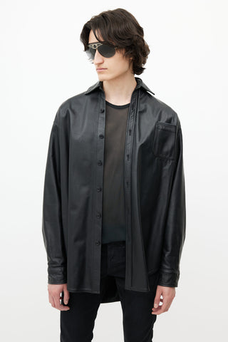 Vetements Black Oversized Leather Shirt