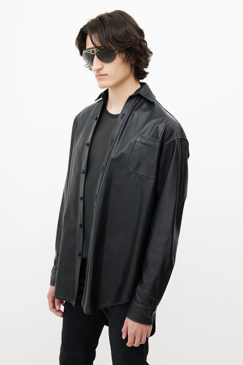 Vetements Black Oversized Leather Shirt