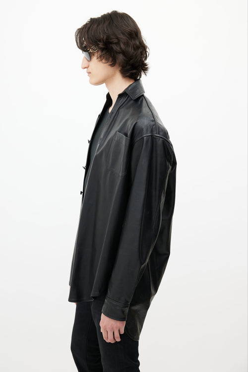 Vetements Black Oversized Leather Shirt