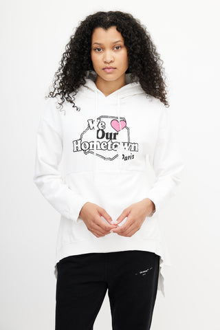 White Hometown Graphic Print Hoodie