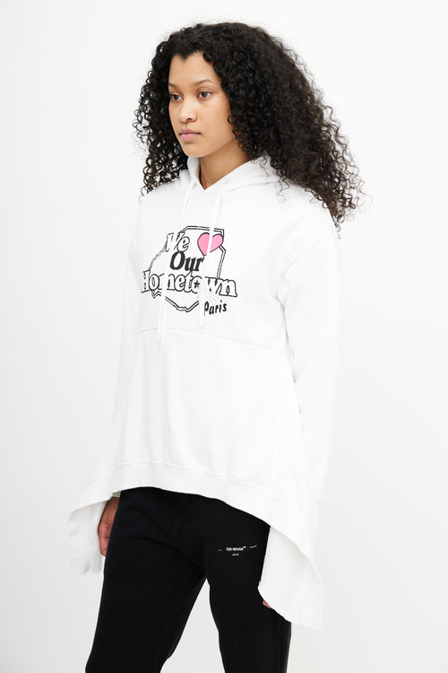 White Hometown Graphic Print Hoodie