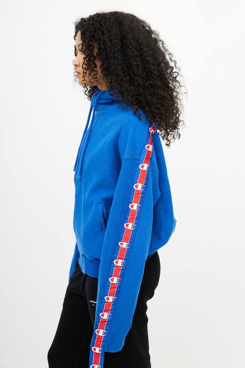 x Champion Blue Logo Zip Up Hoodie