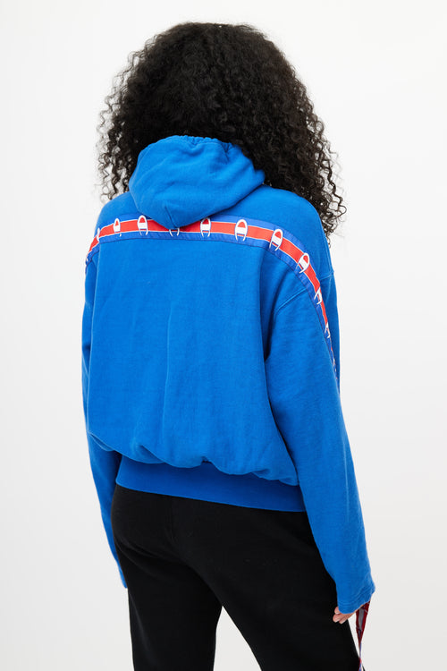 x Champion Blue Logo Zip Up Hoodie