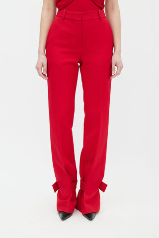 Victoria Beckham Red Wrapped Ankle Trouser