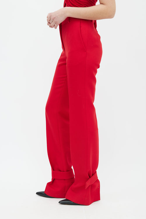 Victoria Beckham Red Wrapped Ankle Trouser