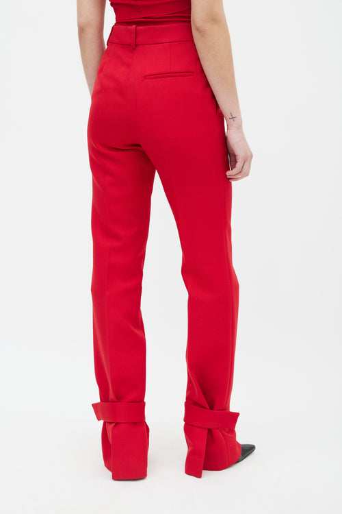 Victoria Beckham Red Wrapped Ankle Trouser