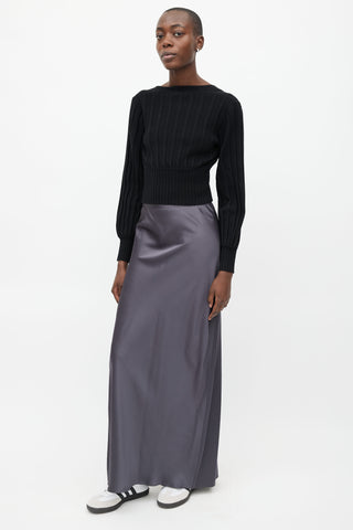 Vince Grey Satin Maxi Skirt