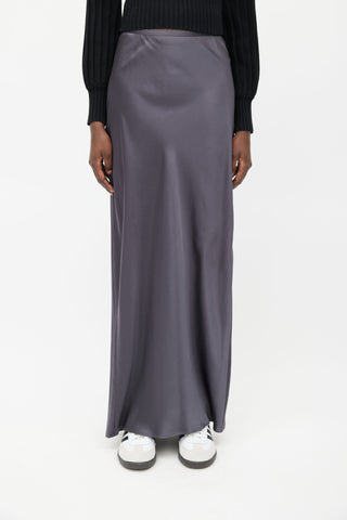 Vince Grey Satin Maxi Skirt