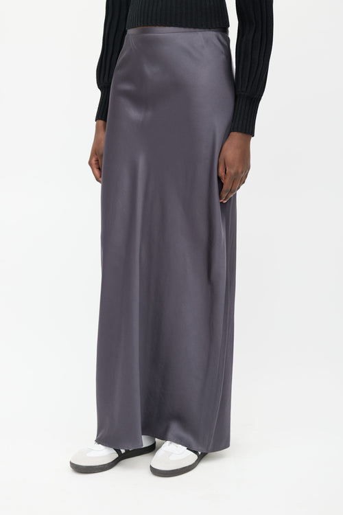 Vince Grey Satin Maxi Skirt